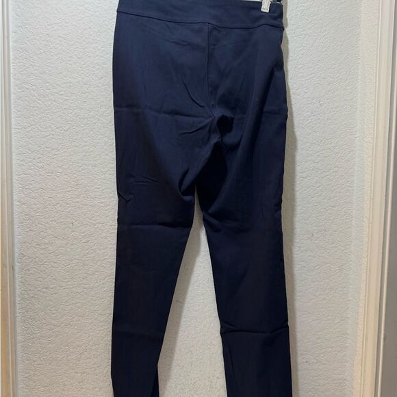 KRAZY LARRY pull on pant in navy blue Textured Ankle Pant Size 0 - Picture 4 of 9